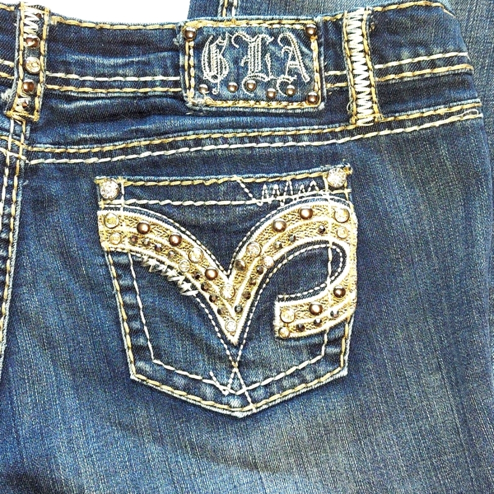 Grace in LA Distressed Flare Bootcut Jean - Picture 2 of 9